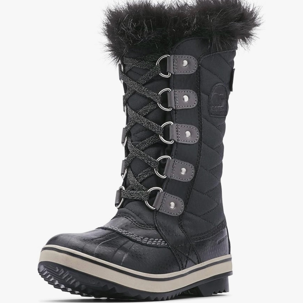 Sorel kids Black Fur-Trimmed snow boots